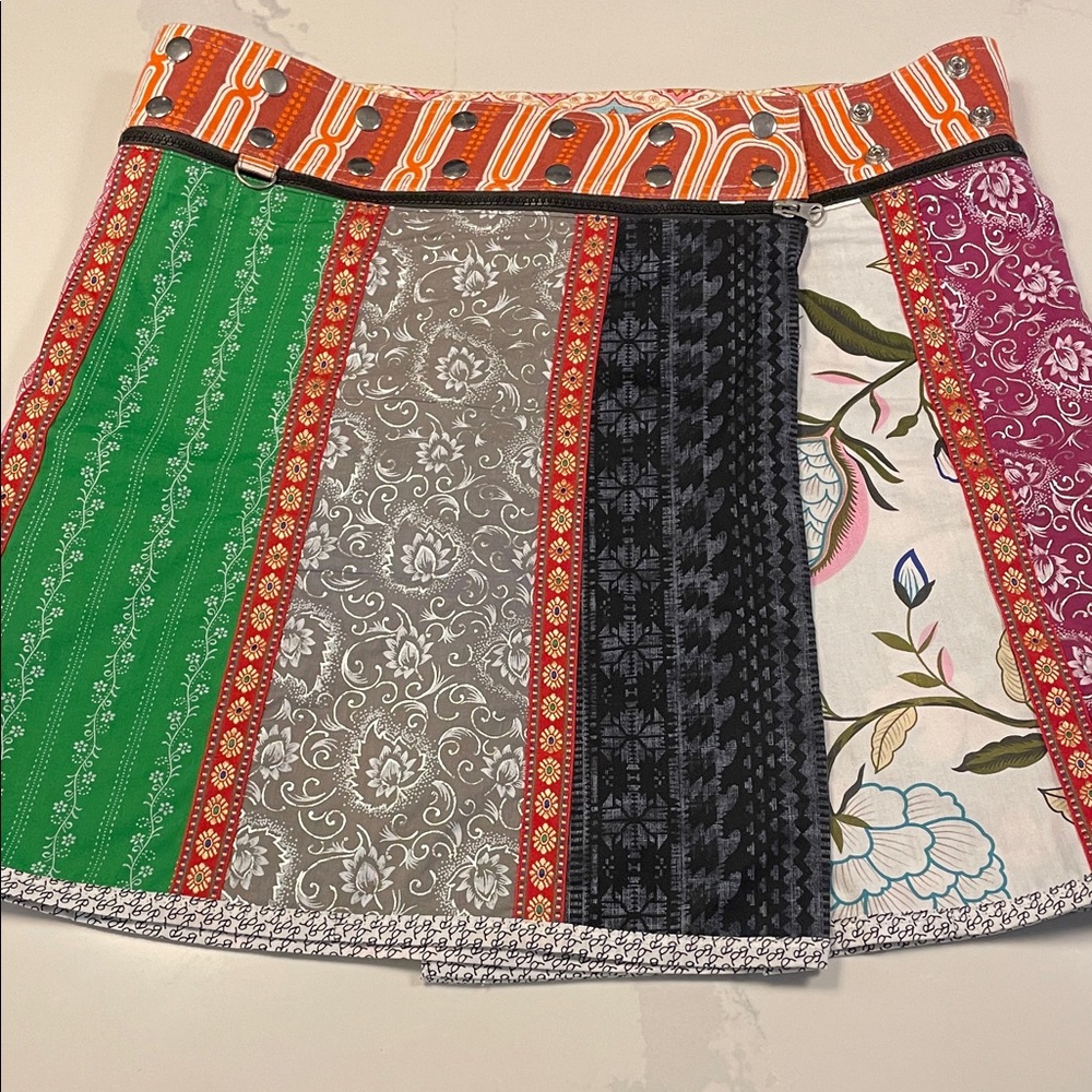 Zand Amsterdam Multicolor Patchwork Women’s Skirt reversible boho granola